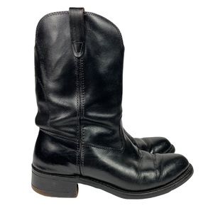 Vulcan Sole Black Leather Boots Motorcycle Cowboy Handmade Boots Men’s Size 9 D